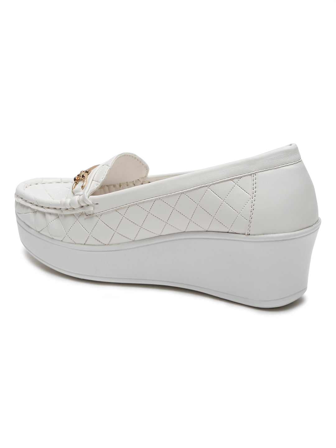 Flat n Heels Women's White Slip-On Loafers