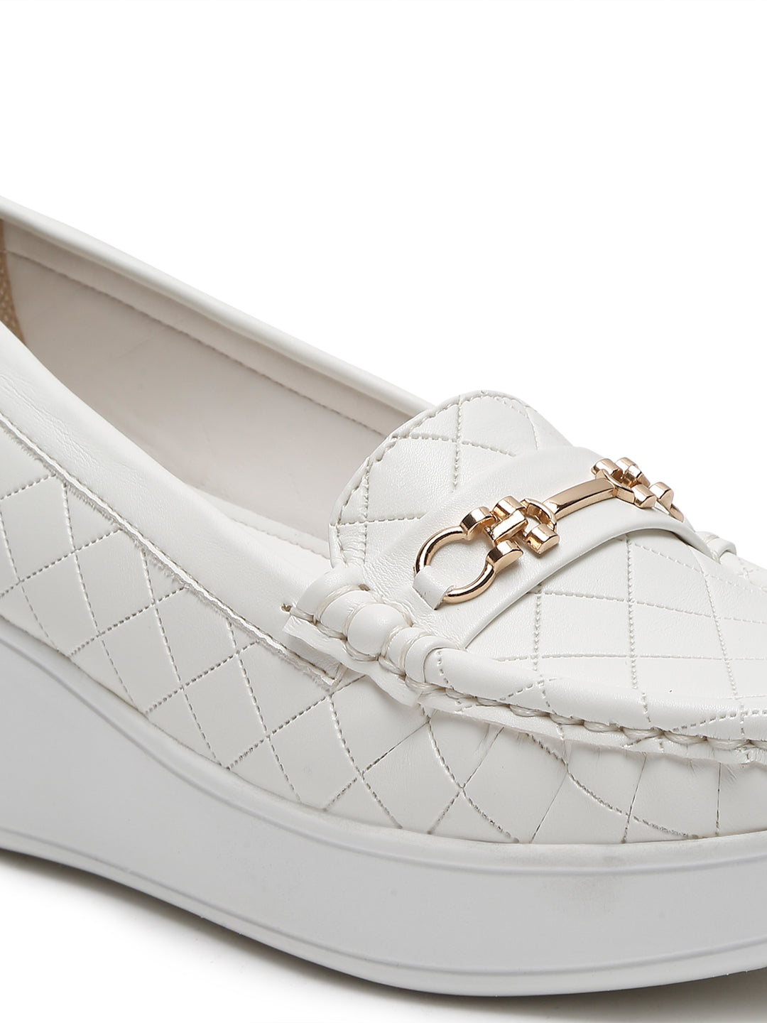 Flat n Heels Women's White Slip-On Loafers