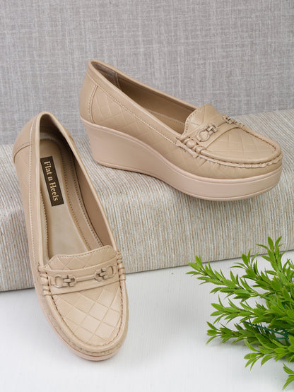 Flat n Heels Women's Beige Slip-On Loafers – GS-151 - image 1