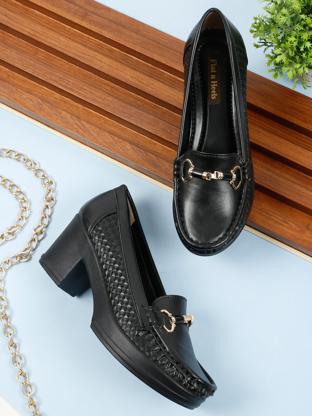 Flat n Heels Women's Black Slip-On Loafers – GS-302 - image 1