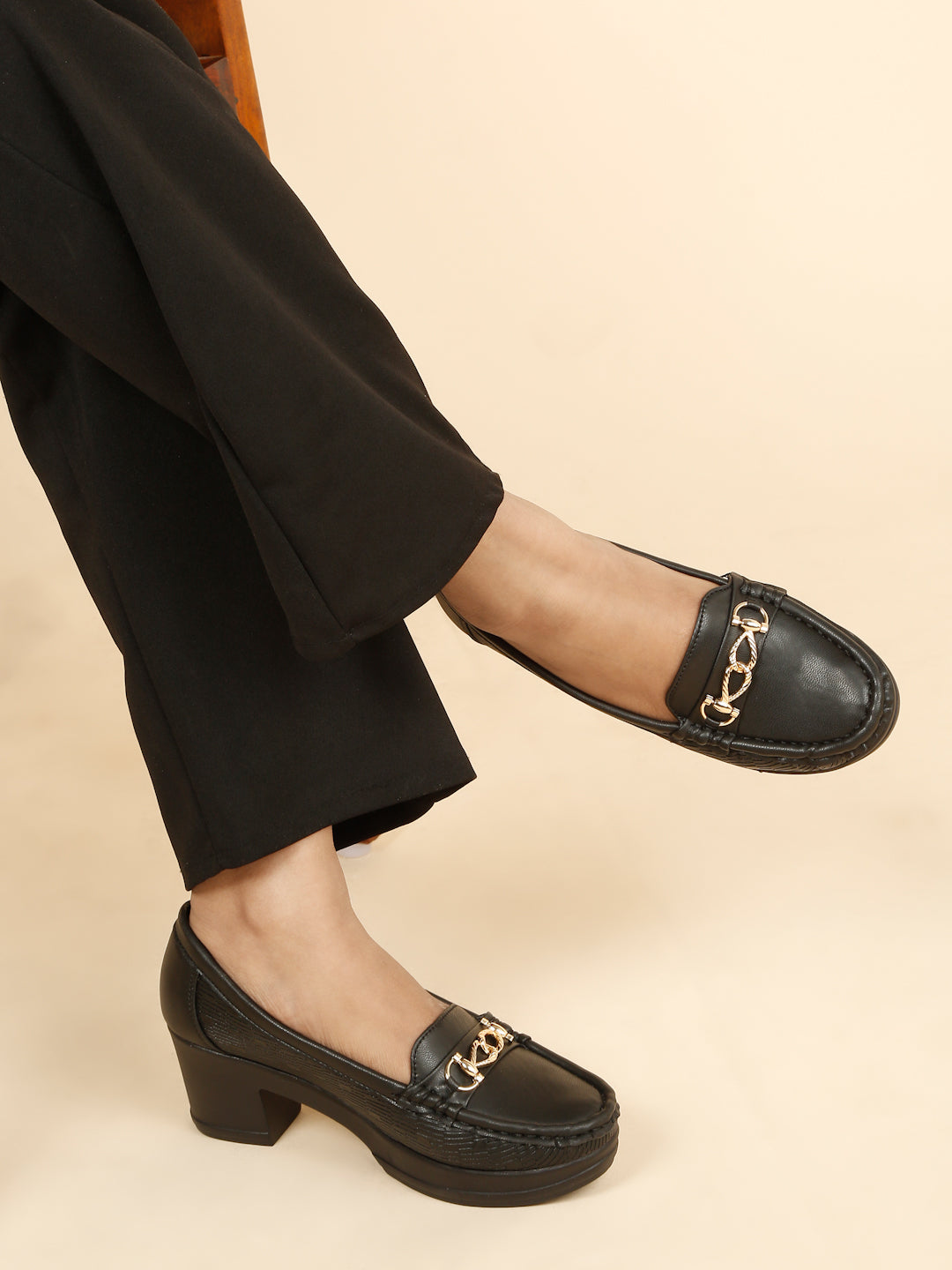 Flat n Heels Women's Black Slip-On Loafers – GS-305 - image 2
