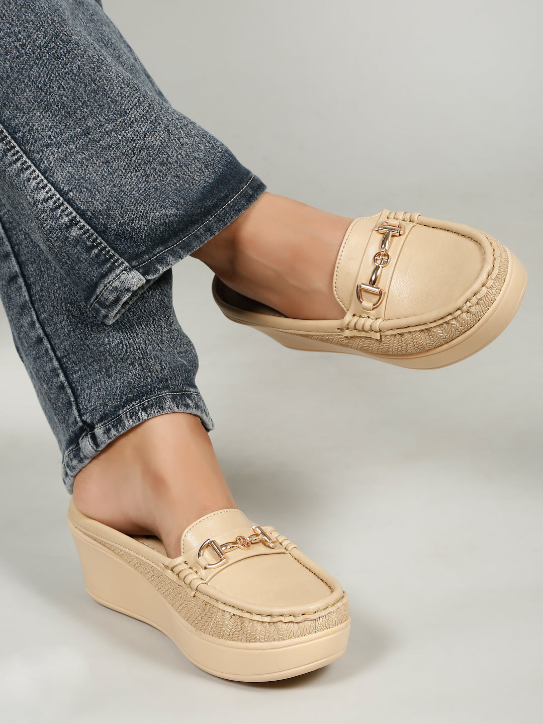 Flat n Heels Women's Beige Slip-On Loafers – GS-157 - image 1