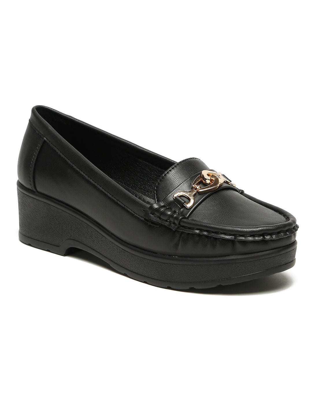 Flat n Heels Women's Black Slip-On Loafers – GS-545 - image 3