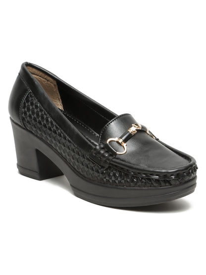 Flat n Heels Women's Black Slip-On Loafers – GS-302 - image 3