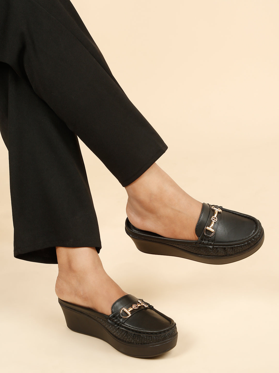 Flat n Heels Women's Black Slip-On Loafers – GS-157 - image 2