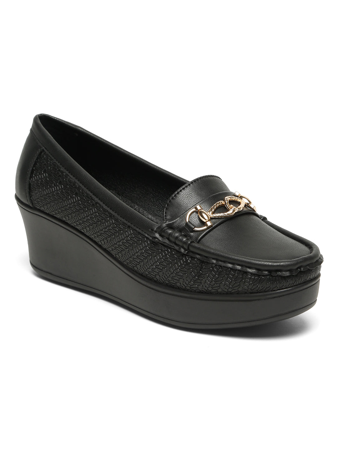 Flat n Heels Women's Black Slip-On Loafers – GS-155 - image 3