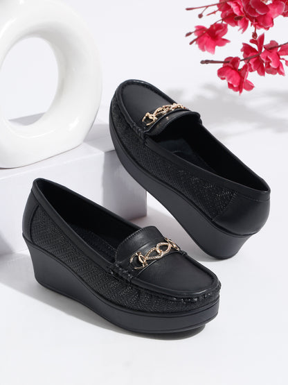 Flat n Heels Women's Black Slip-On Loafers – GS-155 - image 1
