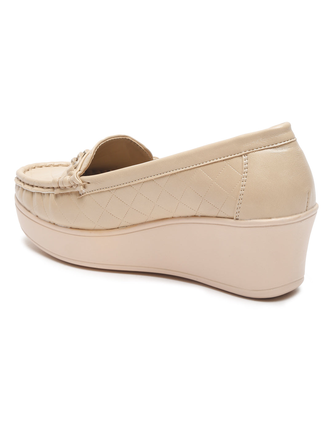 Flat n Heels Women's Beige Slip-On Loafers – GS-151 - image 4