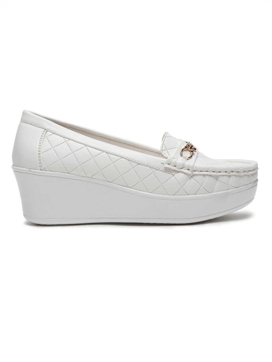 Flat n Heels Women's White Slip-On Loafers – GS-151 - image 3
