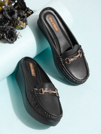 Flat n Heels Women's Black Slip-On Loafers – GS-157 - image 1