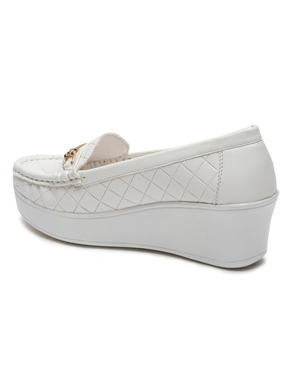 Flat n Heels Women's White Slip-On Loafers – GS-151 - image 4