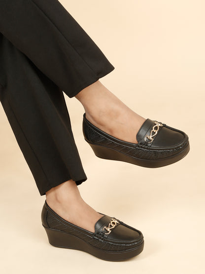 Flat n Heels Women's Black Slip-On Loafers – GS-155 - image 2