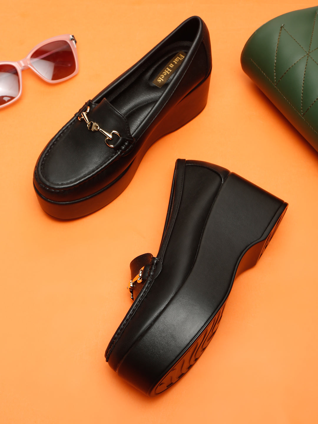 Flat n Heels Women's Black Slip-On Loafers – 1003-7 - image 1