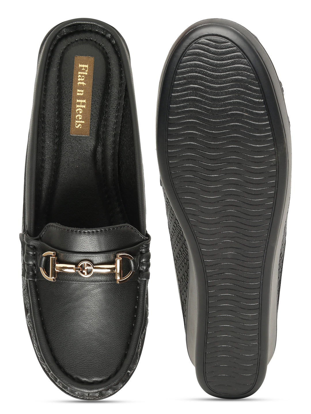 Flat n Heels Women's Black Slip-On Loafers – GS-157 - image 6