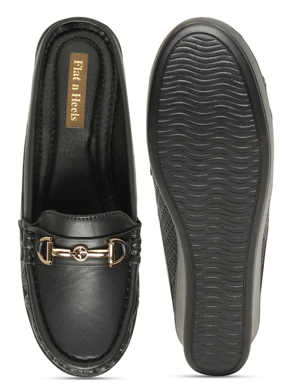 Flat n Heels Women's Black Slip-On Loafers – GS-157 - image 6