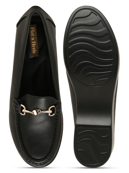 Flat n Heels Women's Black Slip-On Loafers – 1003-7 - image 5